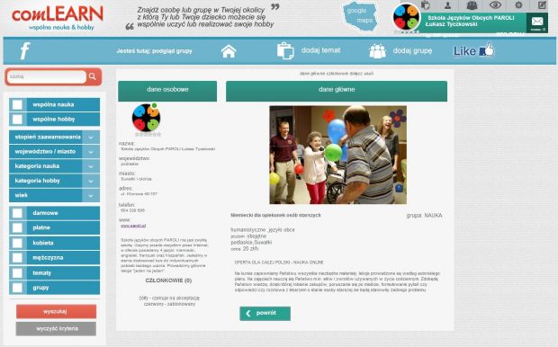 comLEARN - zrzut ekranu